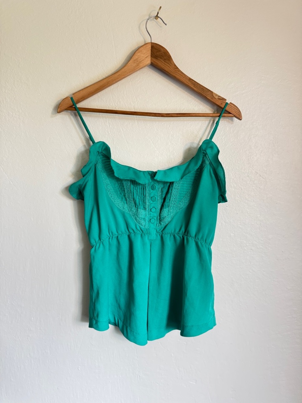 Forever 21 Teal Ruffle Trim Spaghetti Strap Camisole